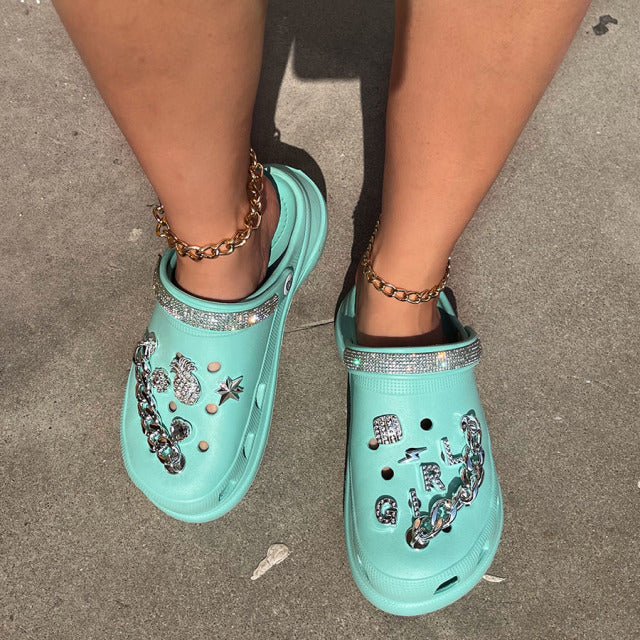 Women Sandals Shoes Summer Chain Platform Slippers Beach Garden Shoes