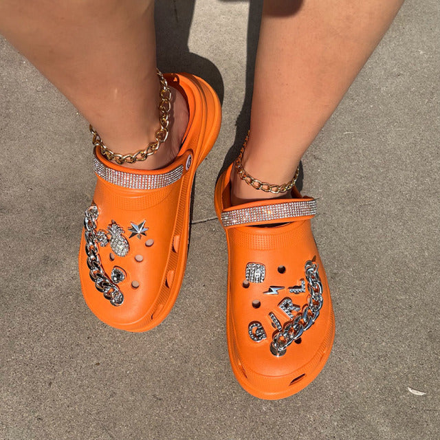 Women Sandals Shoes Summer Chain Platform Slippers Beach Garden Shoes