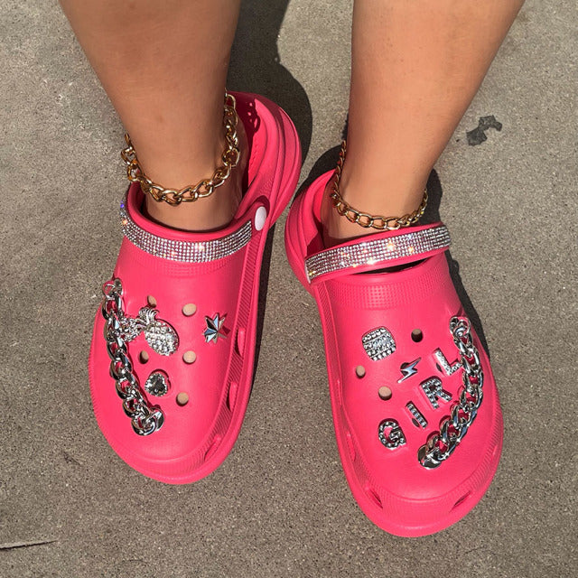 Women Sandals Shoes Summer Chain Platform Slippers Beach Garden Shoes