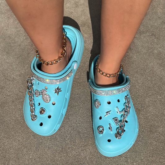 Women Sandals Shoes Summer Chain Platform Slippers Beach Garden Shoes