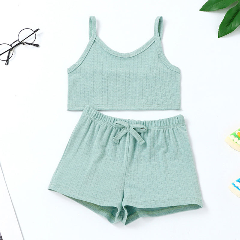 Baby Girls Cotton Camisole Top Tees Shorts House Wear Clothes Sets