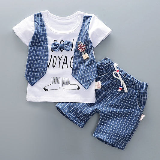 Kids Striped Plaid T Shirt Shorts Clothes Suit Jeans Pants Children Tracksuit