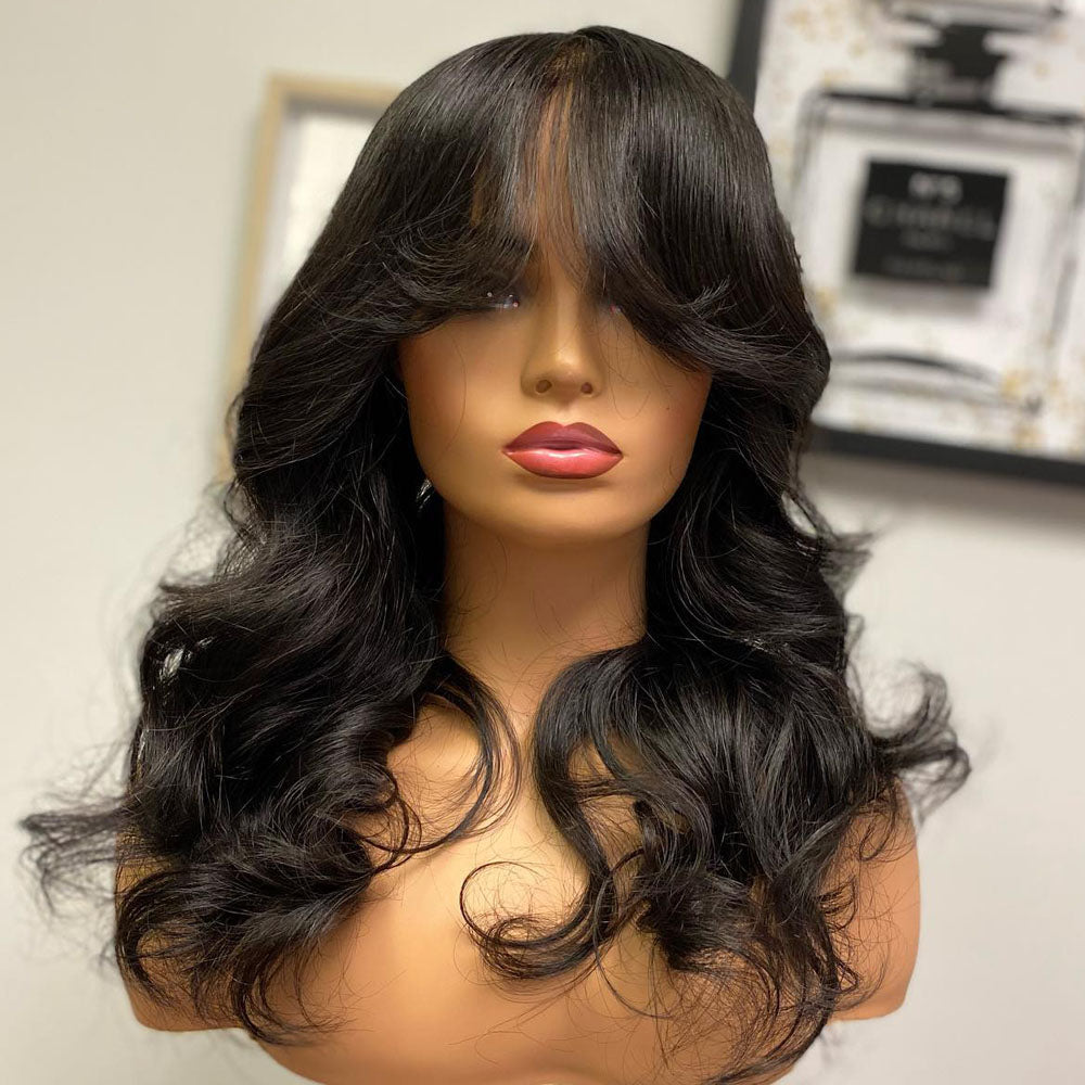 Full Machine Made Wig Brazilian Remy Human Hair Wigs Glueless