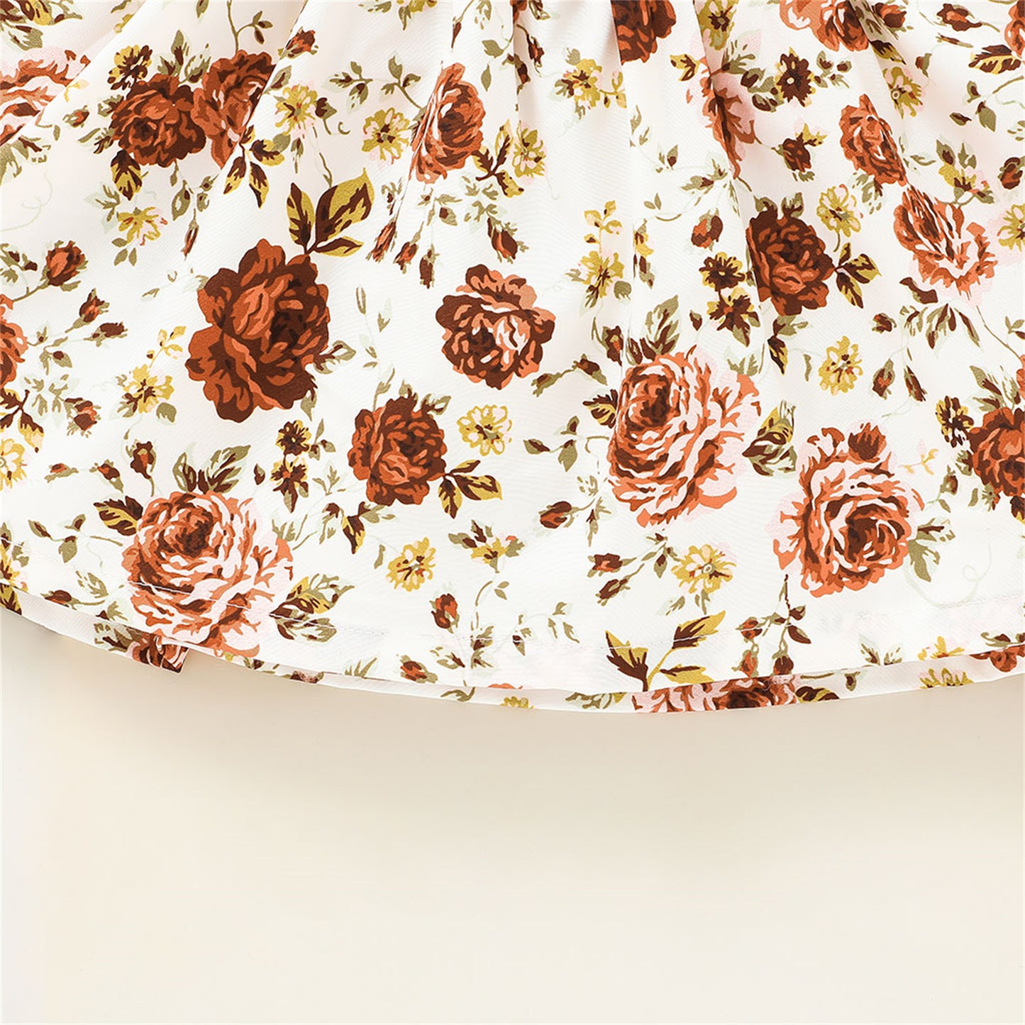 2pcs Baby Solid Ribbed Long-sleeve Ruffle Bowknot Floral Print Dress Set