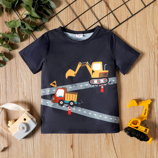 Toddler Boy Short T-shirt Vehicle Print Short-sleeve Tee