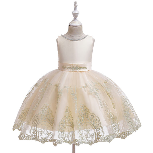 Infant Baby Girls Dress Embroidery Flower Princess Formal  Lace Gown Dresses