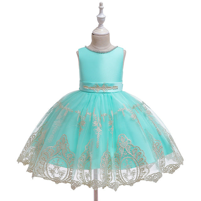 Infant Baby Girls Dress Embroidery Flower Princess Formal  Lace Gown Dresses