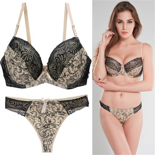 Sexy Lace Bras Set Underwire Patchwork Underwear Set Push Up