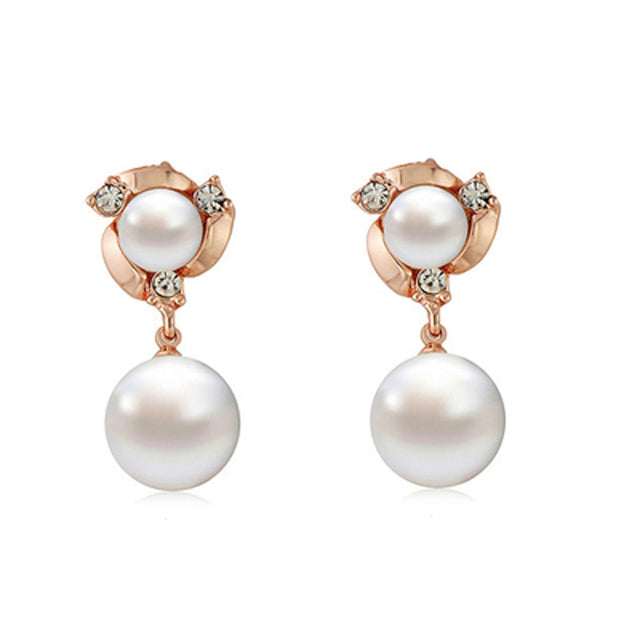 pearl earrings rose gold-color fashion earrings evening dress accessories party