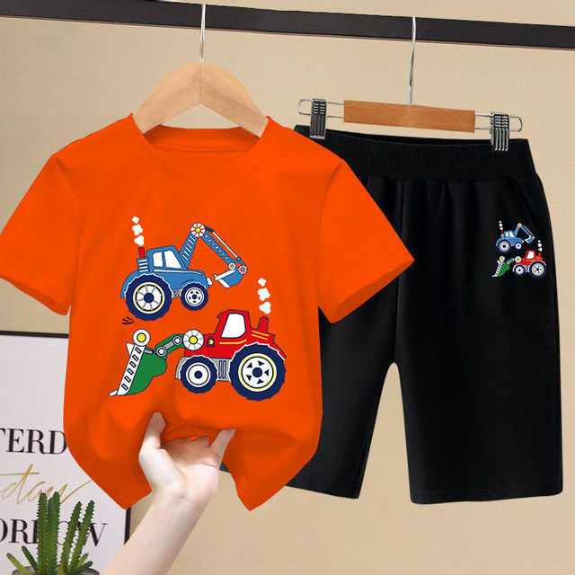Cartoon Pattern Baby Boy Vest T-shirt + Pants Girl Letter Printing