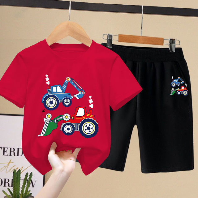 Cartoon Pattern Baby Boy Vest T-shirt + Pants Girl Letter Printing