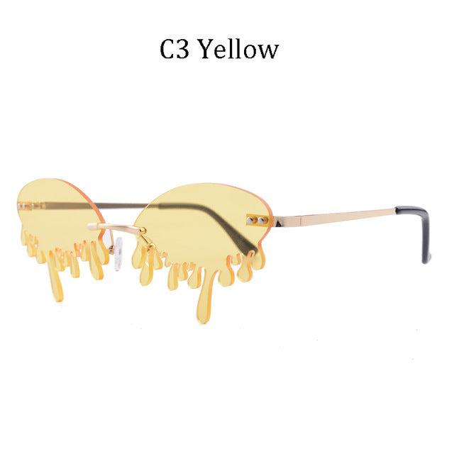 Rimless Sunglasses Women Brand Retro Teardrop Blood Sun Glasses