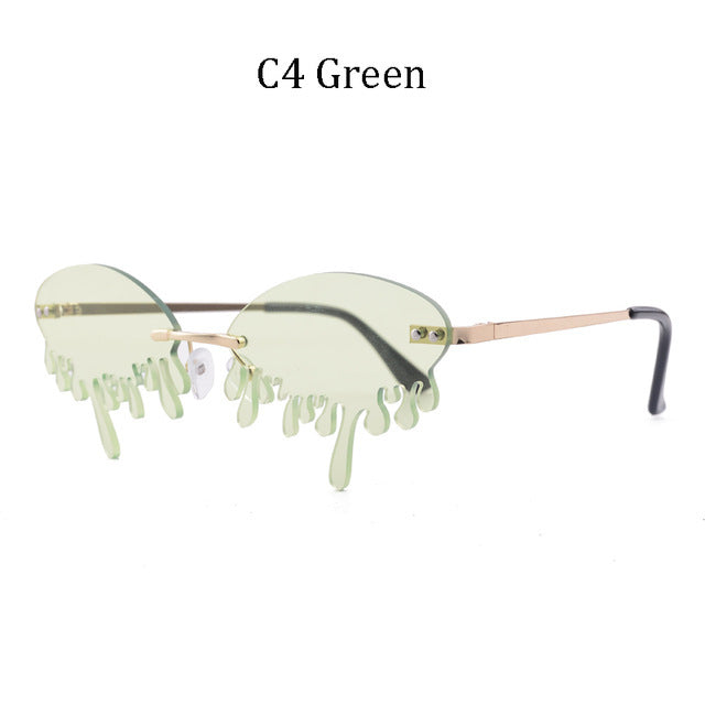 Rimless Sunglasses Women Brand Retro Teardrop Blood Sun Glasses