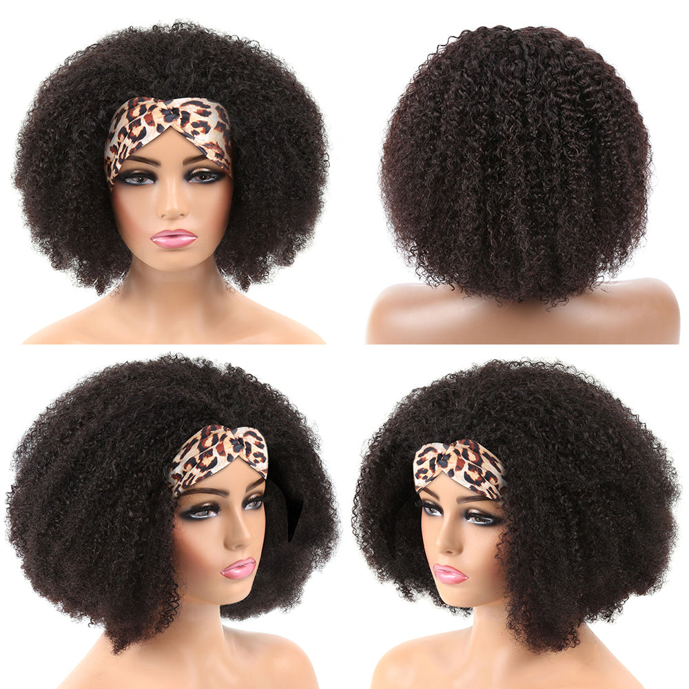 Headband Wig Human Hair Afro Kinky Curly Brazilian Remy Hair Full Machine Wigs