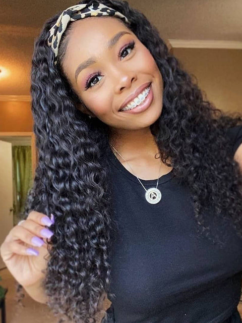 Headband Wig Human Hair Afro Kinky Curly Brazilian Remy Hair Full Machine Wigs