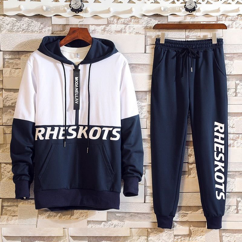 Men's Tracksuit Casual Full Long Sleeves Letter Hooded