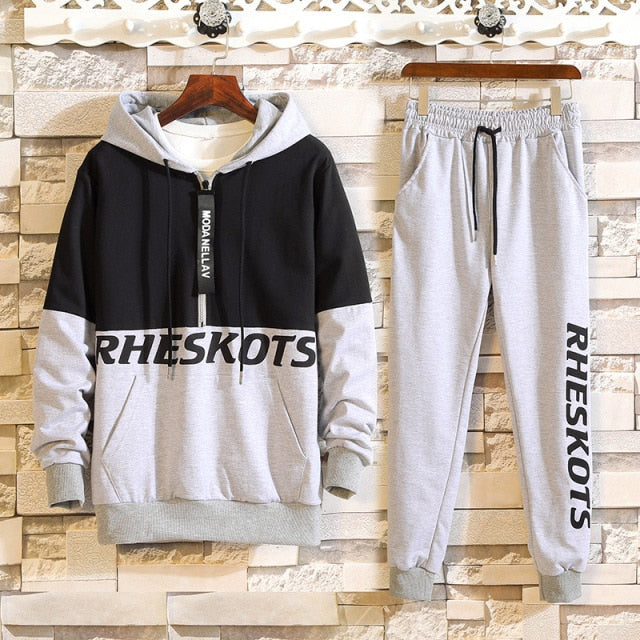 Men's Tracksuit Casual Full Long Sleeves Letter Hooded