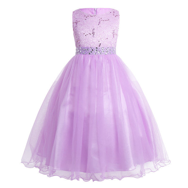 Children Pageant Evening Gowns Sequined Lace Mesh Ball Gowns Wedding Dresses