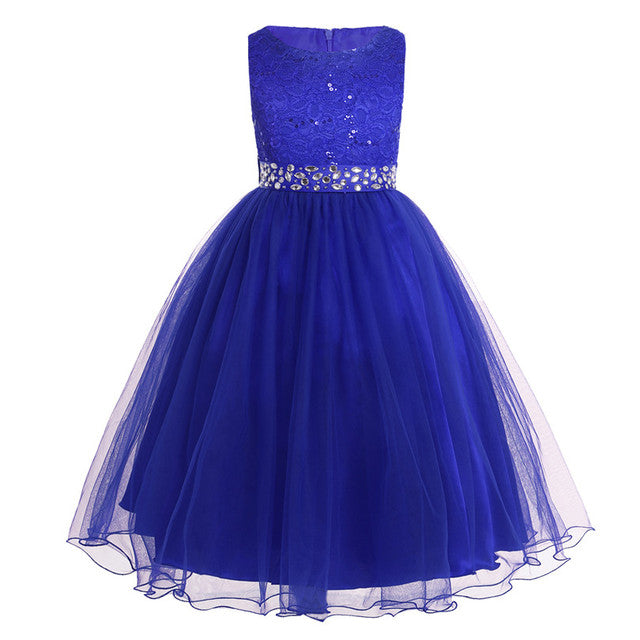 Children Pageant Evening Gowns Sequined Lace Mesh Ball Gowns Wedding Dresses