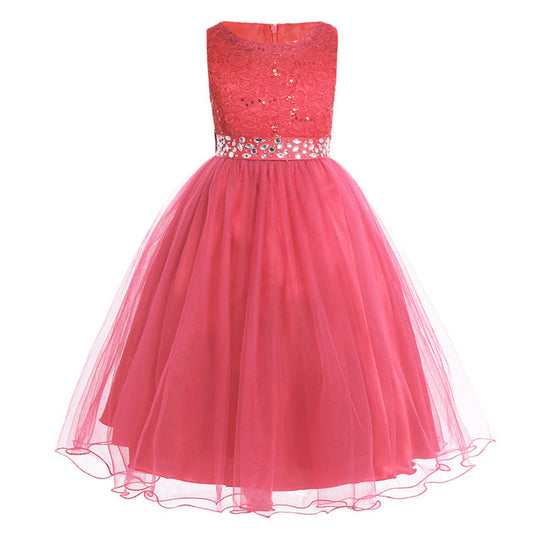 Children Pageant Evening Gowns Sequined Lace Mesh Ball Gowns Wedding Dresses