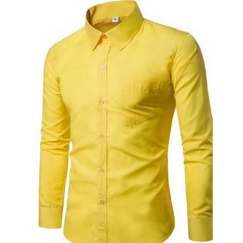 Designer High Quality Solid Male Clothing Fit Business Shirts