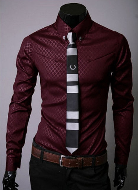 Mens Dress Shirts Long Sleeve Slim Casual