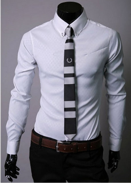 Mens Dress Shirts Long Sleeve Slim Casual