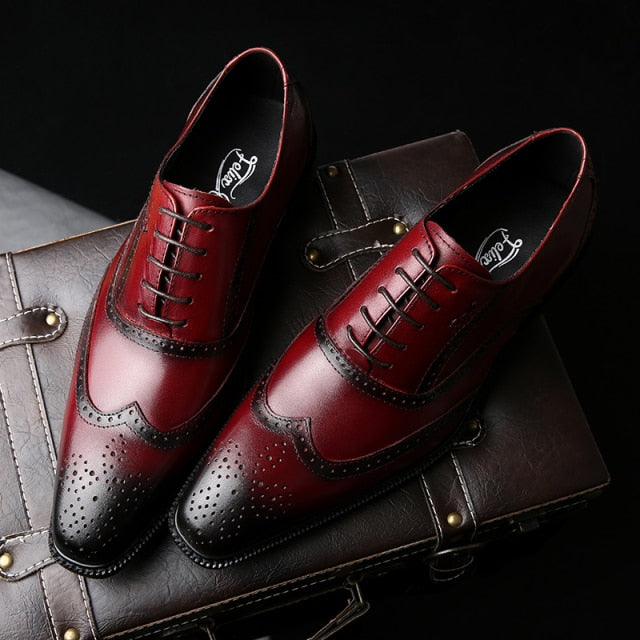 Classic Style Cow Leather Elegant Brogue Shoes